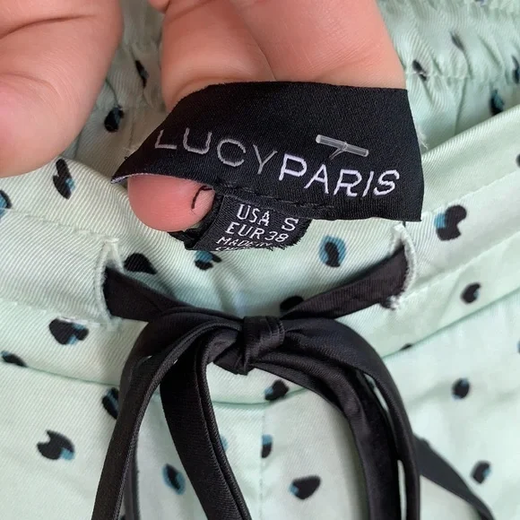 Lucy Paris Andrew Satin Drawstring Mint Pants sz S